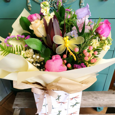 Hunky-Dory - A funky hand tied bouquet of cheeky blooms, stylish and classy made to impress.